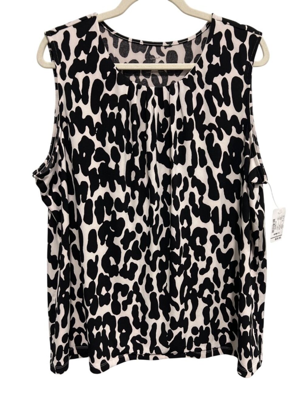 Christopher & Banks Top Size 1X Animal Print Sleeveless Blouse Black White NEW